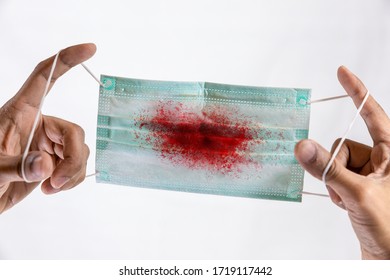 Hand Holding Mask Red Blood Stains Stock Photo 1753293875 | Shutterstock