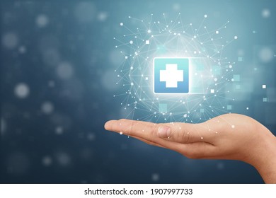 Hand holding medical sign illustration - Shutterstock ID 1907997733