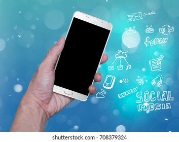hand holding mobile phone with cloud computing with blue background   - Powered by Shutterstock - Get 15% off with code: PIKWIZARD15