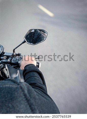 Similar – Foto Bild Senior Mann Handsteuerung Motorrad auf der Straße