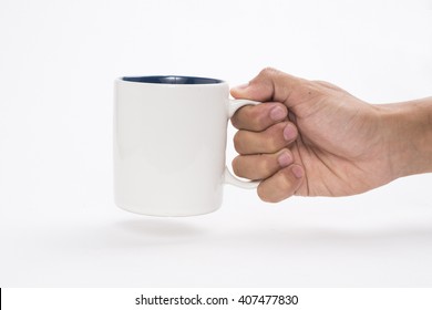 Hand Holding A Mug Isolated On White Background