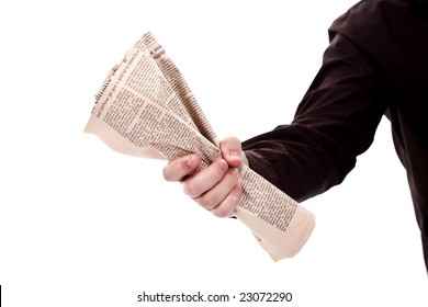 Hand Holding A Newspaper