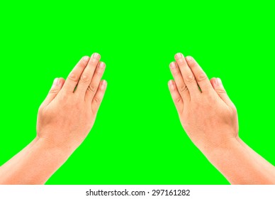  hand holding on green screen background - Powered by Shutterstock