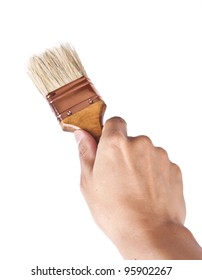 Hand Holding A Paint Brush.