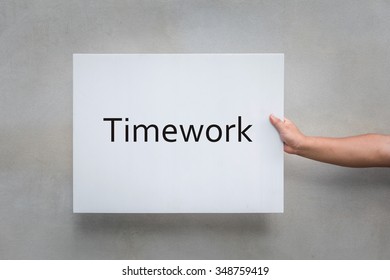 Hand holding paper timework message