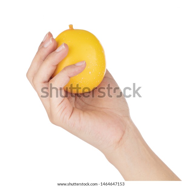 Hand Holding Passion Fruit Decoration Artificial Stock Photo Edit