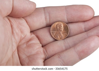 Hand Holding A Penny