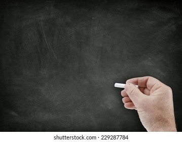 Hand Holding Piece Chalk Blank Blackboard Stock Photo 229287784 ...