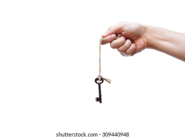 Hand Holding A Rope With A Key