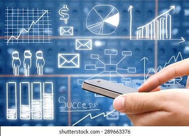 Hand Holding Smart Phone Drawing Business Stock Photo (Edit Now) 289663376