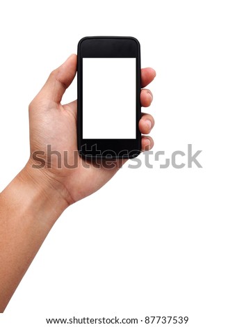 Hand holding smart phone (Mobile Phone)