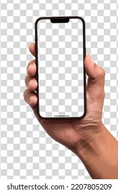 Hand Holding Smart Phone Mockup  And Screen And Clipping Path Isolated For Transparent  Infographic Business Web Site Design App