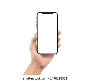 Hand holding smartphone device and touching screen - Shutterstock ID 1478118521