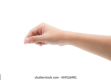 Hand Holding Some Like A Blank Card Isolated On A White Background