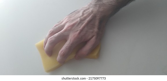 Hand Holding Sponge White Background Stock Photo 2175097773 Shutterstock   Hand Holding Sponge White Background 260nw 2175097773 