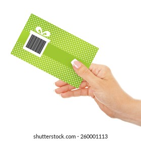 Hand Holding Spring Discount Coupon Isolated Over White Background