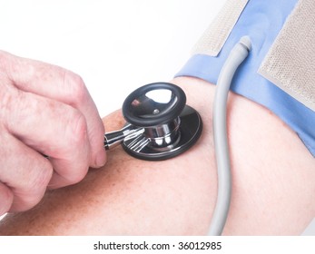 Hand Holding Stethoscope Checking Blood Pressure