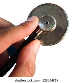 A Hand Holding A Stethoscope Isolated