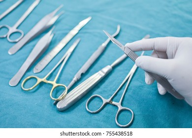 Hand Holding Surgical Instruments Operating Room Stock Photo 755438518 ...