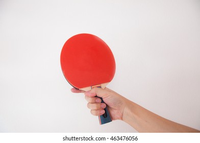 Hand Holding Table Tennis Bat. Racket. Shake Hand Grip.