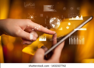 Hand holding tablet with global business concept - Powered by Shutterstock - Get 15% off with code: PIKWIZARD15