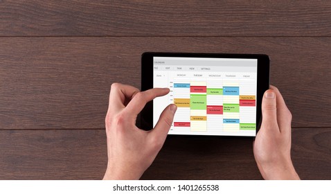 Hand Holding Tablet Timetable Calendar Concept Stock Photo (Edit Now ...