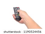 Hand holding television and audio remote control isolate on white background with clipping path
