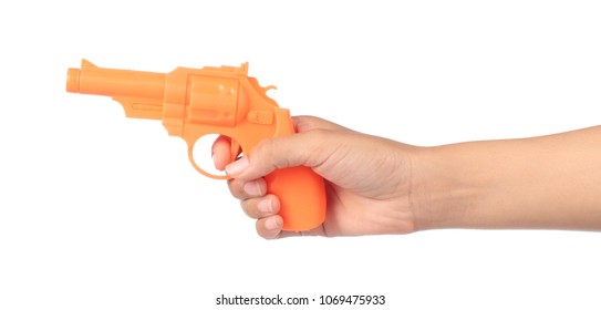 Hand Holding Toy Gun Made Plastic Stock Photo (Edit Now) 649833865