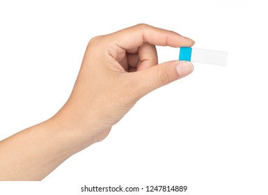 hand holding USB flash memory isolated on a white background. 