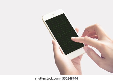 hand holding using mobile phone.girl using smart phone. - Shutterstock ID 550249744