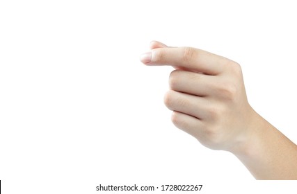 Hand holding a virtual card with fingers isolated with clipping path on white background. Adult hand to hold something