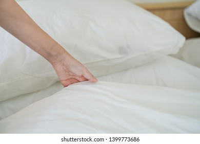 Hand Holding White Bed Sheet Room Stock Photo 1399773686 | Shutterstock