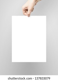 Hand Holding White Paper Poster