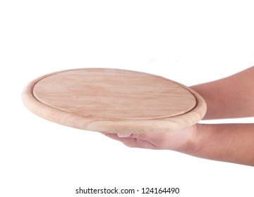  Hand Holding A Wooden Tray