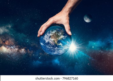 Hand Holding The World, Symbol That God Is In Control Of Everything.