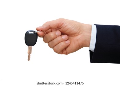 hand holds a car key key