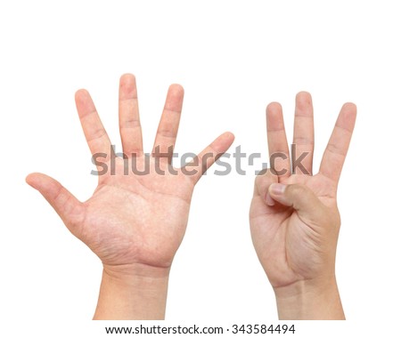 The hand holds the number eight or quantified. 