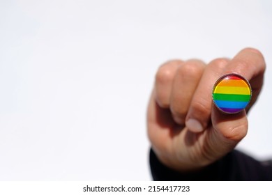 Hand Holds Rainbow Flag Pin Stock Photo 2154417723 | Shutterstock