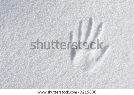 hand impression in fresh snow