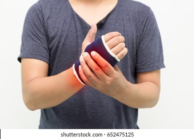 Hand Injury On White Background.