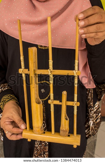 Hand Instrument Angklung Traditional Musical Instrument Stock Photo
