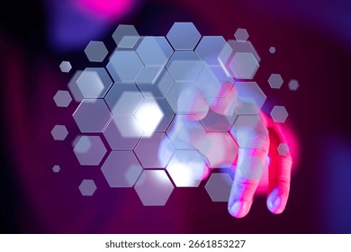 Hand Interacting with Hexagon Technology Interface
