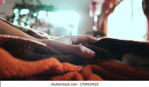 Hand Inthe Bed With Blanket Orange April 2020 Tijuana Baja California