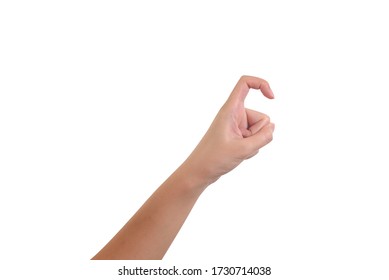 hand isolated on white background with index finger forming a hook
