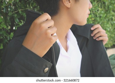 Hand with jacket 