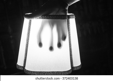 Hand In Lamp Shade Terrifying, Fear And Fright