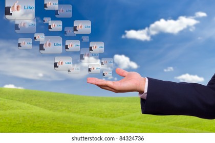 hand and like buttons