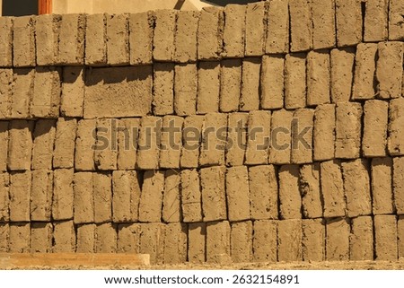 Hand made bricks drying in Isla de Sol, South America