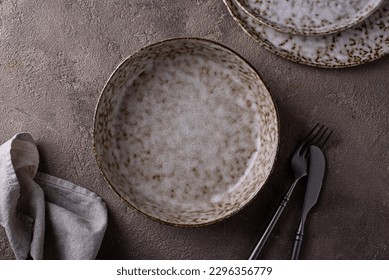 Hand made craft ceramic plate and bowl - Powered by Shutterstock