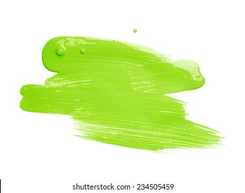 Hand Made Oil Paint Brush Stroke Isolated Over The White Background As A Design Element Of A Backdrop